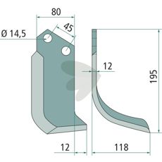 Jordfrskniv  Maletti,Kverneland c-c 45mm hl 14,5mm