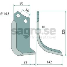 Jordfrskniv  Maschio c-c 56mm hl 14,5mm