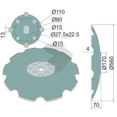 Tallrik tandad 560x4 mm