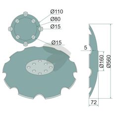 Tallrik tandad 560x4,5 mm