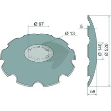 Tallrik tandad 520x5