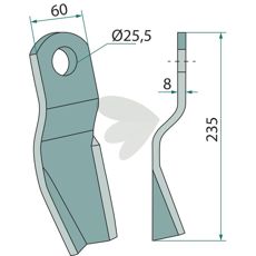 Slagkniv Agricom,Agrimaster hl 25,5 mm