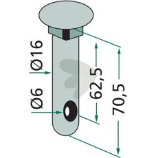 Bult Agromet med flera 70X16mm hl 6mm