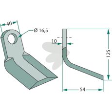 Y-slaga Breviglieri 40X125mm, hl 16,5mm