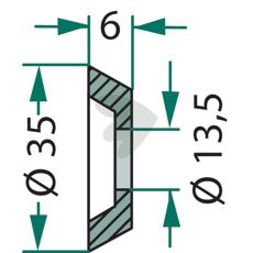 Bricka med snkt hl,  35x6x 13,5 mm