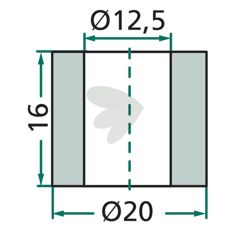 Bussning slaga Dcker m.fl 16X20mm hl 12,5mm