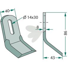 Y-slaga Ferri 40X86mm, hl 14X30mm