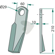 Slagkniv vnster Fischer m.fl. 60X210mm hl 29 mm