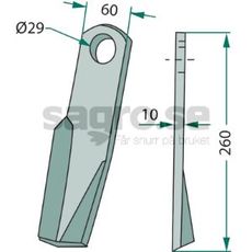 Slagkniv vnster Fischer m.fl. 60X260mm hl 29 mm