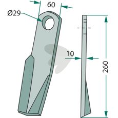 Slagkniv vnster Fischer m.fl. 60X260mm hl 29 mm