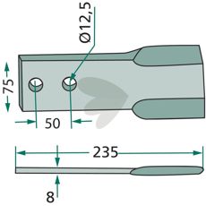 Slagkniv vnster, tjocklek = 8 mm