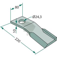 Slagkniv vnster Humus 80X220mm hl 24,3 mm