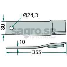 Slagkniv vnster Humus m.fl. 80X355mm hl 24,3 mm