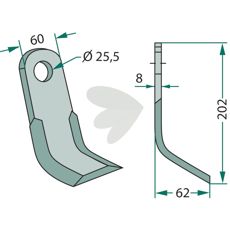 Y-slaga Agrimaster 60X202mm, hl 25,5mm