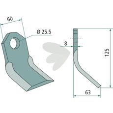 Y-slaga Breviglieri 60X125mm, hl 25,5mm