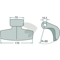 Hammarslaga 70/170mm, 16,5mm