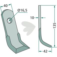 Y-slaga Maletti,Kverneland 40X135mm, hl 16,5mm