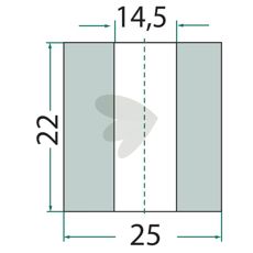 Bussning slaga Mulag m.fl. 25X25mm hl 14,5mm