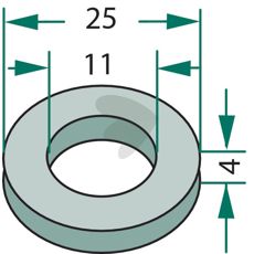 Bricka  25x4x 11 mm