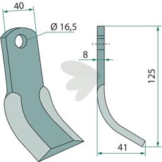 Y-slaga Nobili 40X125mm, hl 16,5mm