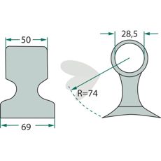 Hammarslaga 50/69mm, hl 28,5mm - A-2762