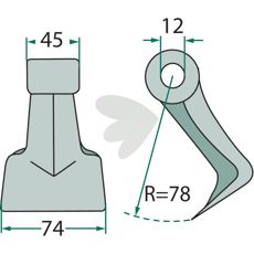 Hammarslaga 45/74mm, 12mm hl