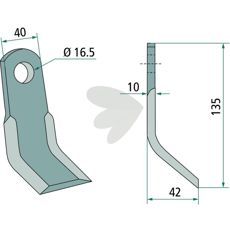 Y-slaga Tierre 40X135mm, hl 16,5mm