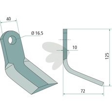 Y-slaga Tierre 40X125mm, hl 16,5mm