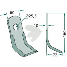 Y-slaga Tortella 60X160mm, hl 25,5mm