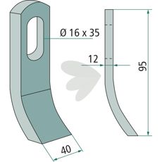 Slagkniv Turner,Noremat hl 16X35 mm