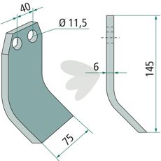 Slagkniv Ugelse hl 11,5 mm