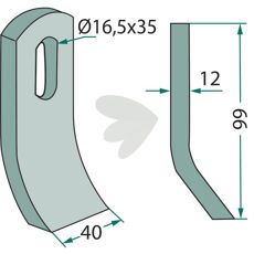 Slagkniv Herder m.fl. 40X95mm hl 16,5X35 mm