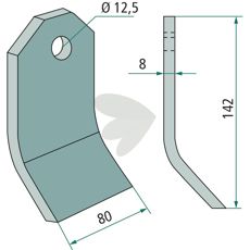 Slagkniv OMARV m.fl. 80X142 mm hl 12,5 mm