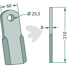 Kniv rak , Passar till: Maschio Hl 25,5mm