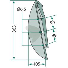 Sskr Kverneland / Accord m.fl. 363mm hl 6,5mm