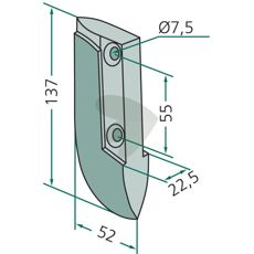 Sskr Lely m.fl. 22,5X137mm hl 7,5mm