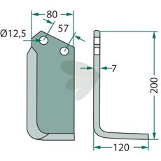 Jordfrskniv  Breviglieri c-c 57mm hl 12,5mm