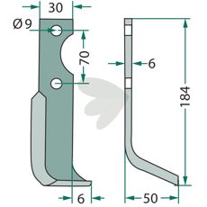 Jordfrskniv  Breviglieri c-c 70mm hl 9mm