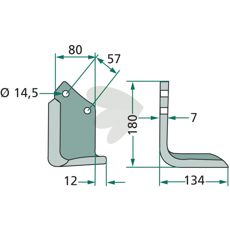 Jordfrskniv  Celli c-c 57mm hl 14,5mm