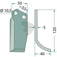 Jordfrskniv  Comeb c-c 32mm hl 10,5mm