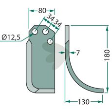Jordfrskniv  Agritalia / Carraro c-c 34mm hl 12,5mm