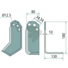 Jordfrskniv  Agritalia / Carraro c-c 34mm hl 12,5mm