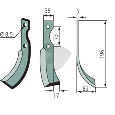 Jordfrskniv  Eurosystems c-c 73mm hl 8,5mm