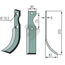 Jordfrskniv  Eurosystems c-c 73mm hl 10,5mm