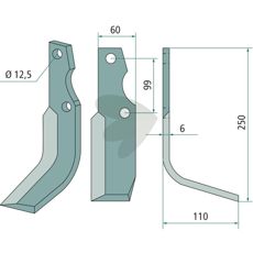Jordfrskniv  Goldoni c-c 99mm hl 12,5mm