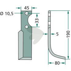 Jordfrskniv  Goldoni c-c 33mm hl 10,5mm