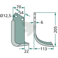 Jordfrskniv  Goldoni,Dondi c-c 54mm hl 12,5mm