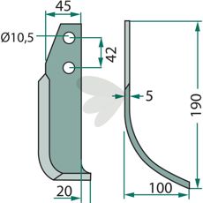Jordfrskniv Hger Goldoni c-c 42mm hl 10,5mm