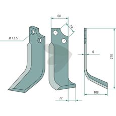 Jordfrskniv  Goldoni c-c 54mm hl 12,5mm