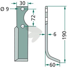 Jordfrskniv  Hako c-c 72mm hl 9mm